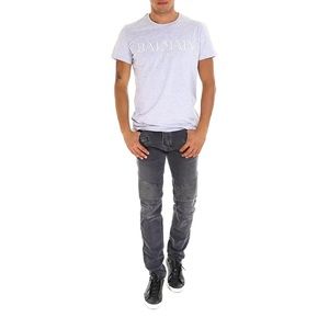 Authentic Black Men’s Balmain Ripped Biker Jeans - Size 30